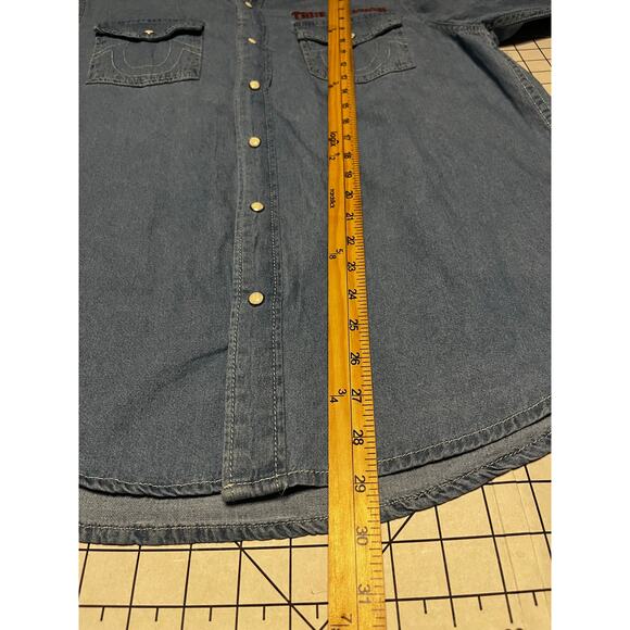 TRUE RELIGION DENIM PEARL SNAP LIGHT BLISSFUL HS CHAMBRAY LS SHIRT Sz M - Picture 3 of 6